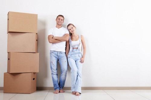 Flat removals in Waterloo with moving van near apartment building