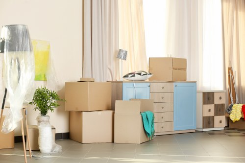 Moving van and boxes for house removals in Waterloo