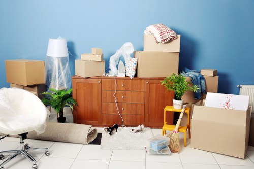Boxes and moving supplies during a Waterloo removals process