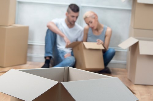A professional moving team coordinating a local Waterloo relocation