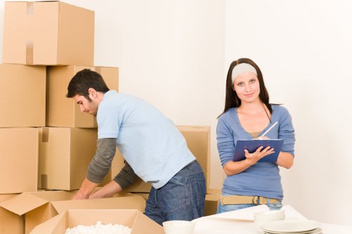 Commercial relocation van in Waterloo transporting office items