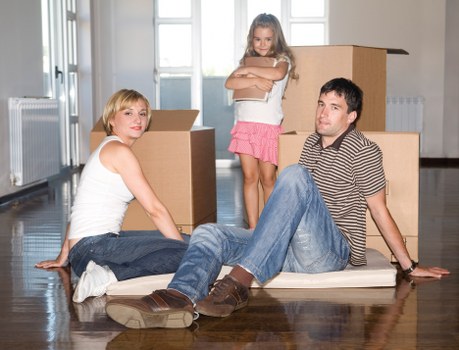 Packed household items prepared for transport in central London